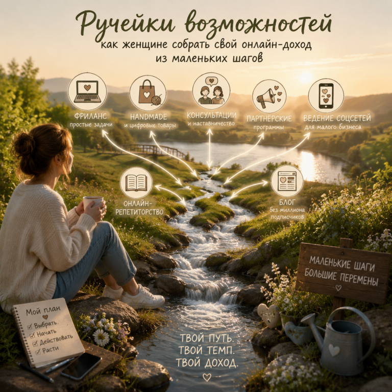 Ручейки возможностей: как можно собрать свой онлайн-доход из маленьких шагов